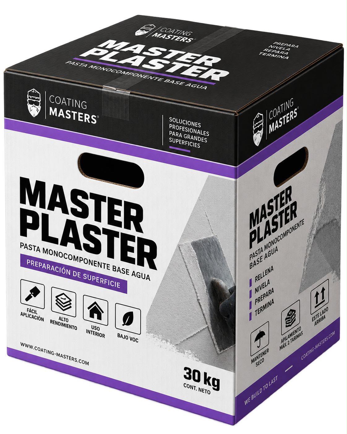 Caja Master Plaster de 30 kg, pasta monocomponente base agua